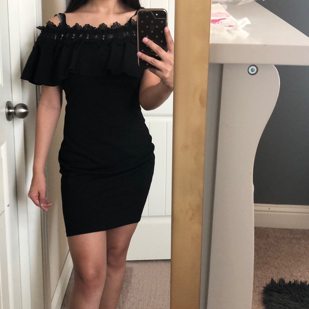 Black mid length dress
